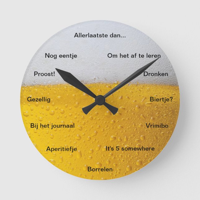 Horloge Ronde Bière Cloche de texte amusant (Recto)