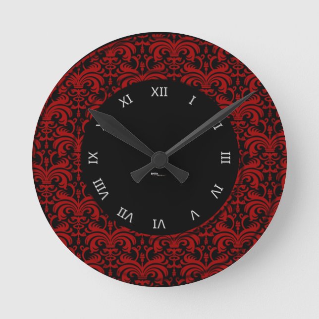 Horloge Ronde Big Bold Damask (Rouge) (Recto)