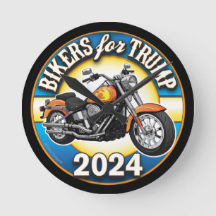 Horloge Ronde Bikers Pour Trump 2024 - Cyclisme Patriotique