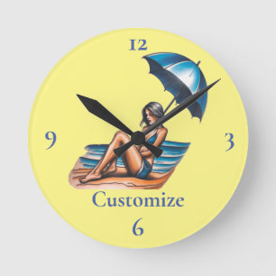 Horloge Ronde Bikini Girl Beach Napping Thunder_Cove
