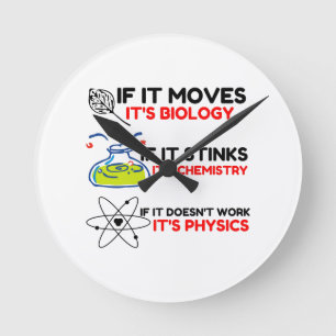 HORLOGE RONDE BIOLOGIE SCIENTIFIQUE CHIMIE PHYSIQUE