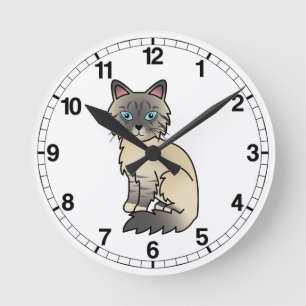Horloge Ronde Birman / Ragdoll Chat Tigré Argenté