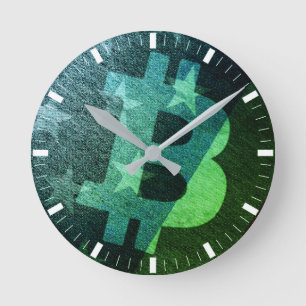 Horloge Ronde Bitcoin Amérique ₿ (Vert)