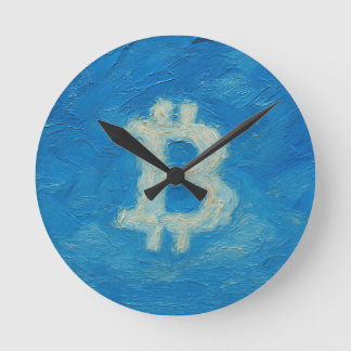 Horloge Ronde Bitcoin Blue Sky (Oil, Style: 2)