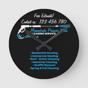 Horloge Ronde Black Détail Pression Puissance Lavage Dur Nettoya