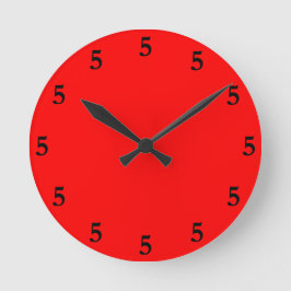 Horloge Ronde Black Five o'Clock Somewhere on Red