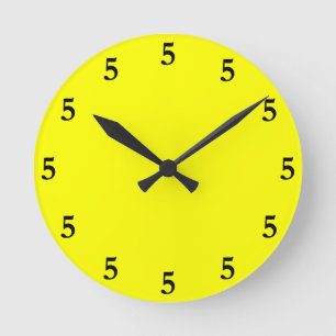 Horloge Ronde Black Five oClock Somewhere on Yellow