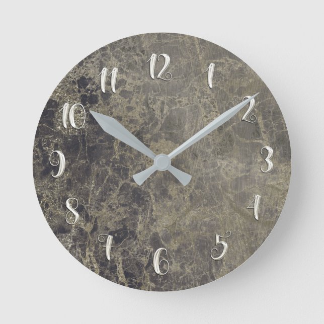 Horloge Ronde Black Granite Glam Marble (Recto)