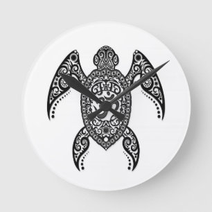 Horloge Ronde Black Om Sea Turtle