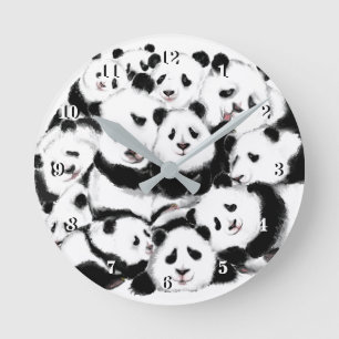 Horloge Ronde Black White Painting