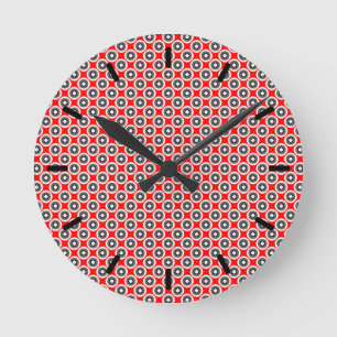 Horloge Ronde Black White Red Grey
