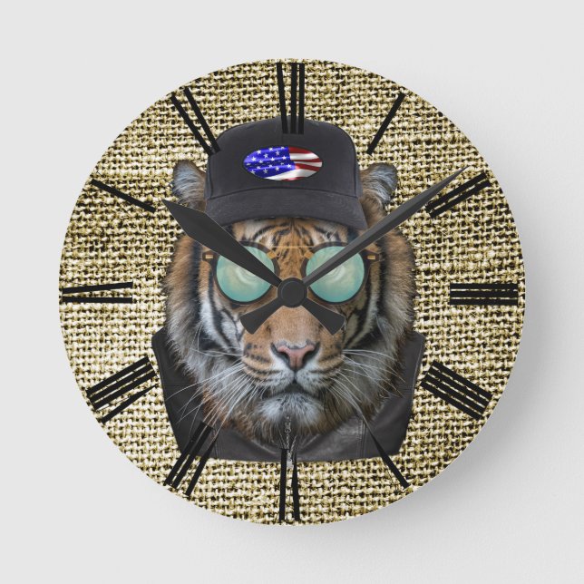 Horloge Ronde Blague habillée de tigre (Recto)