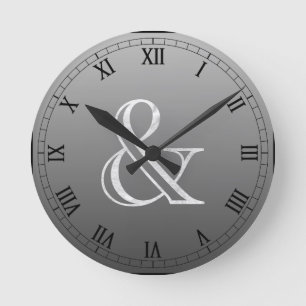 Horloge Ronde Blanc d'esperluète gravé par académie