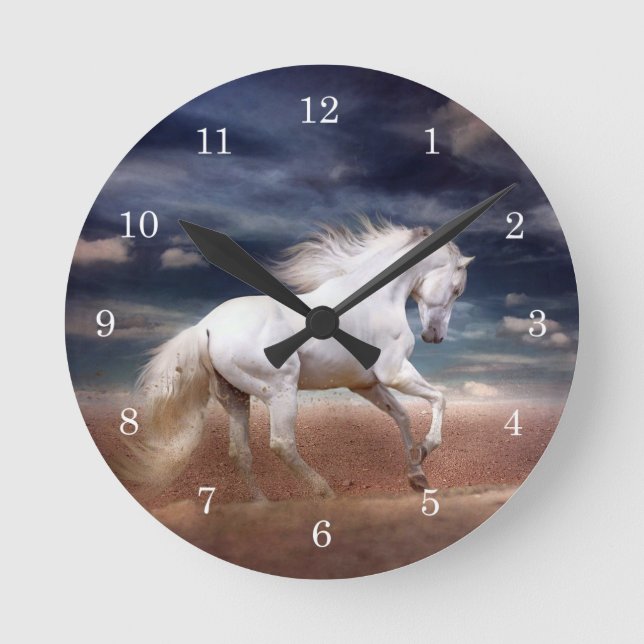 Horloge ronde blanche à cheval (Recto)