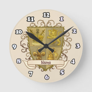 Horloge Ronde Blason de Famille Nom de Famille