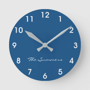 Horloge Ronde Bleu classique, teinte poussiéreuse, couleur décor