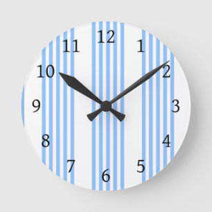 Horloge Ronde Bleu et blanc cinq bandes motif