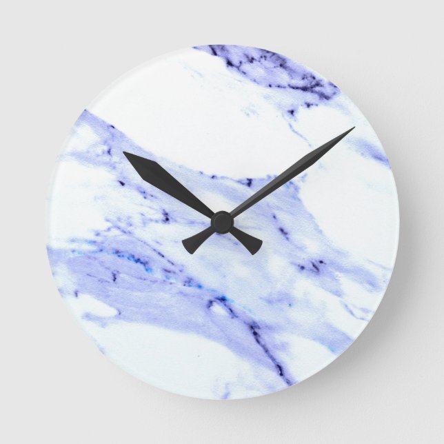 Horloge Ronde Bleu et Marbre blanc (Recto)