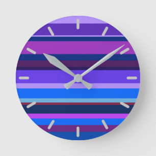 Horloge Ronde Bleu et violet bandes horizontales