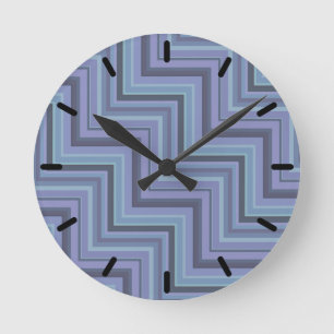Horloge Ronde Bleu gris rayures motif