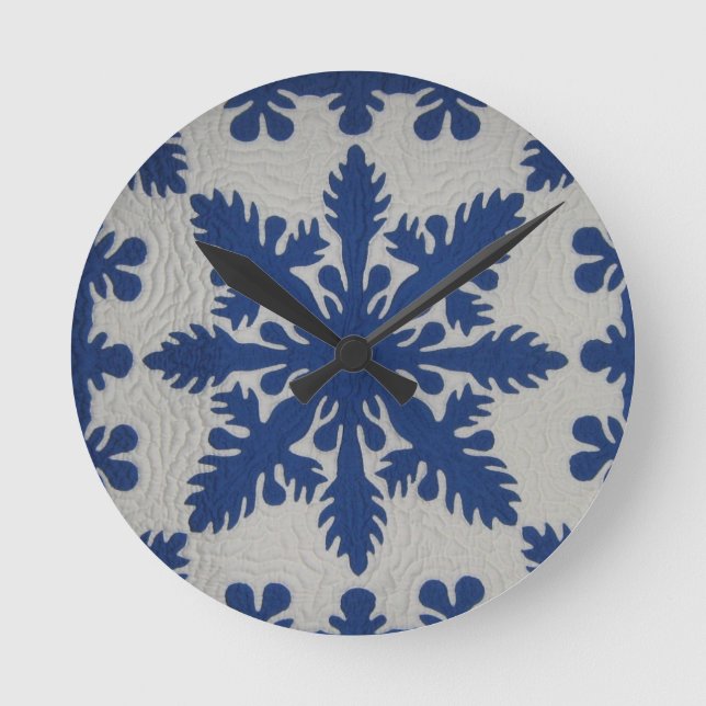 Horloge Ronde Bleu hawaïen d'édredon (Recto)