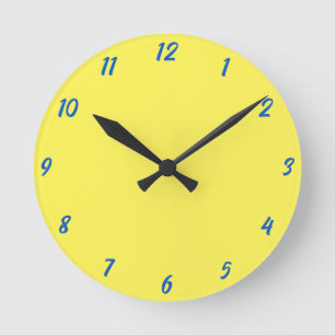 Horloge Ronde Bleu Jaune Classy Élégant Couleur Personnalisée Cu