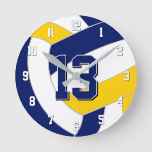 Horloge Ronde bleu marine or ou N'IMPORTE QUELLE équipe couleurs