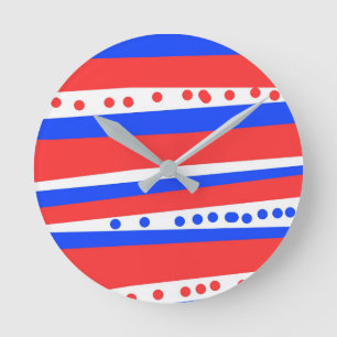 Horloge Ronde Bleu rouge Cercles Bleu