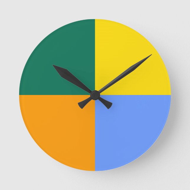Horloge Ronde Bleu Vert Jaune Orange (Recto)