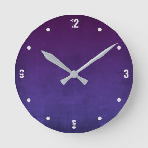 Horloge Ronde Bleu violet moderne Rustique foncé Abstrait