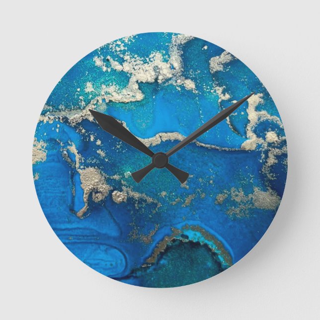 Horloge ronde bleue Abstraite (Recto)