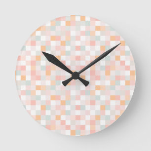 Horloge Ronde Bloc de pixel arc-en-ciel de jeu informatique 8 bi