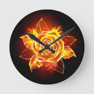 Horloge Ronde Blooming Fire Rose