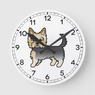 Horloge Ronde Blue and Gold Yorkshire Terrier Yorkie