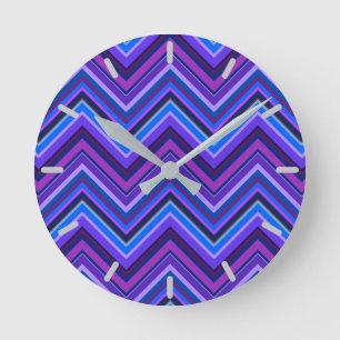 Horloge Ronde Blue and purple zigzag