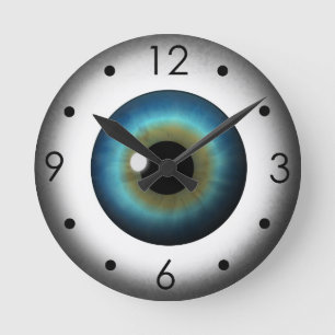 Horloge Ronde Blue Eyeball Iris Eye Custom Medium Round Clock