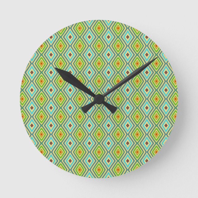 Horloge Ronde Blue Green Cool Tones Diamond Pattern  (Recto)