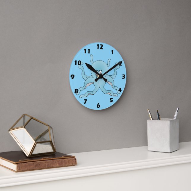 Horloge Ronde Blue Octopus Design (Bureau)