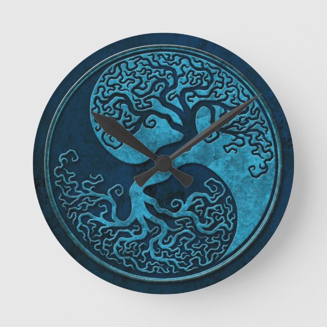 Horloge Ronde Blue Stone Yin Yang Trees (Recto)