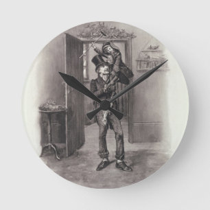 Horloge Ronde Bob Cratchit et Tim minuscule, de 'Charles Dickens