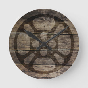 Horloge Ronde Bobine de film en bois aspect rustique
