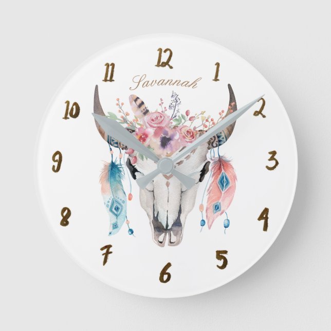 Horloge Ronde Boho Bohemian Cow (Recto)