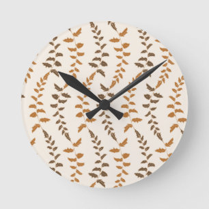 Horloge Ronde Boho Cream Fern Strings - motif sans soudure.