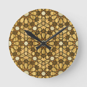 Horloge Ronde Bois géométrique du motif 1 de mosquée de