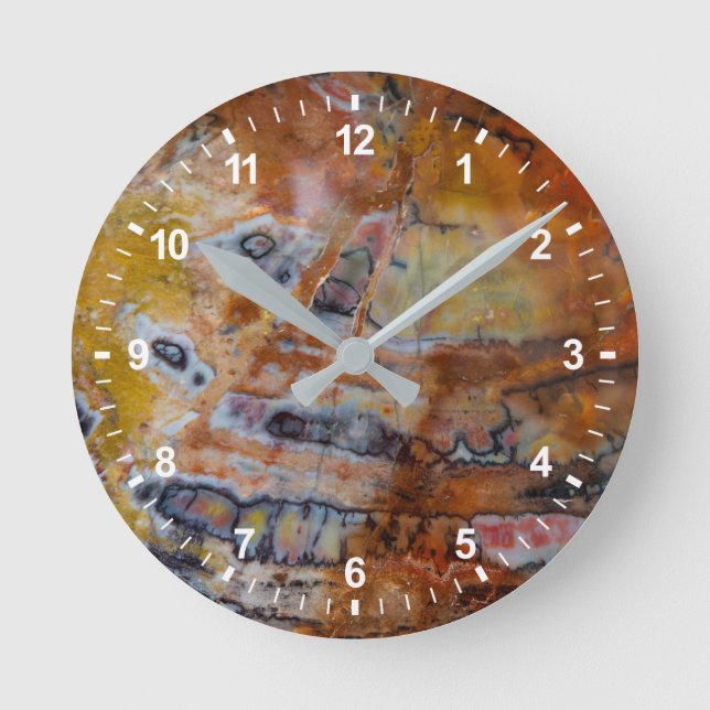 Horloge Ronde Bois Pétrifié Brun (Recto)