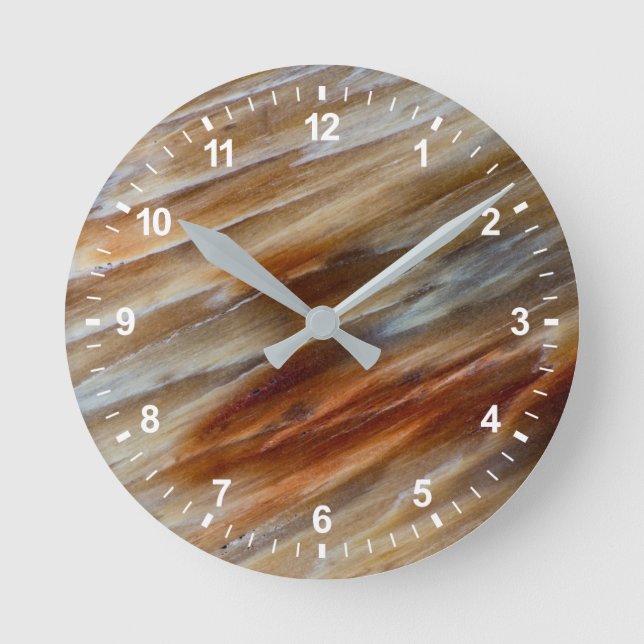 Horloge Ronde Bois pétrifié déchiqueté (Recto)