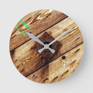 Horloge Ronde Bois rustique industriel