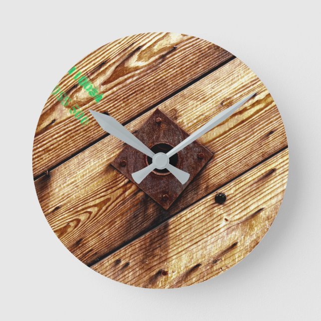 Horloge Ronde Bois rustique industriel (Recto)