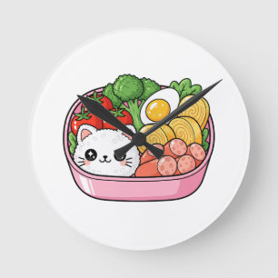 Horloge Ronde Boîte à lunch mignonne chat Kawaii