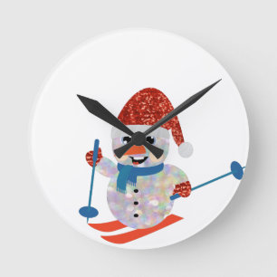 Horloge Ronde bonhomme de neige de noël